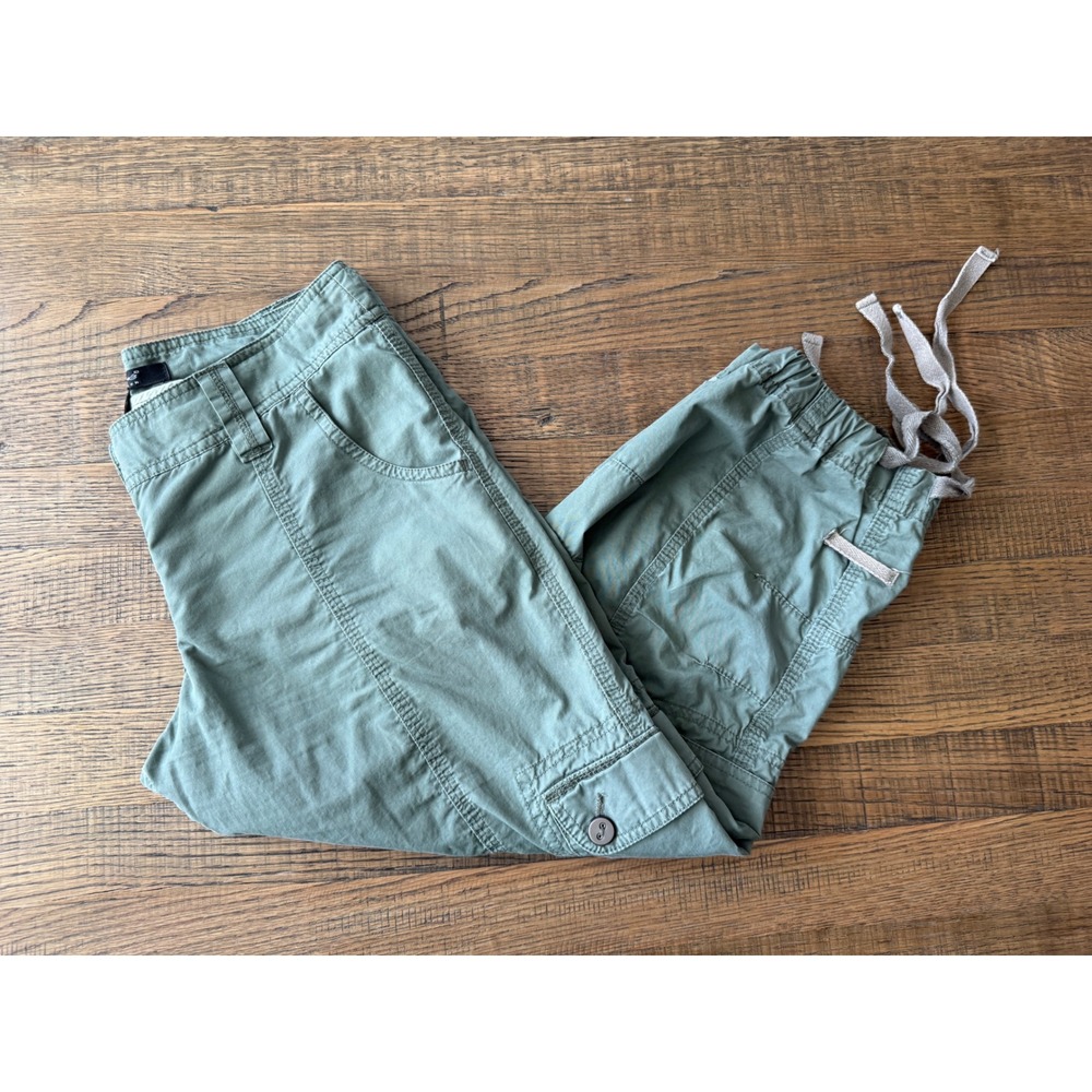 Coupe Collection Womens Olive Green Cotton Cargo Capri Pants Size 4 CLS91033